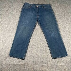 Carhartt Men's Straight Jeans Size 42x30 Blue Denim Cotton 5-Pockets Relaxed Fit